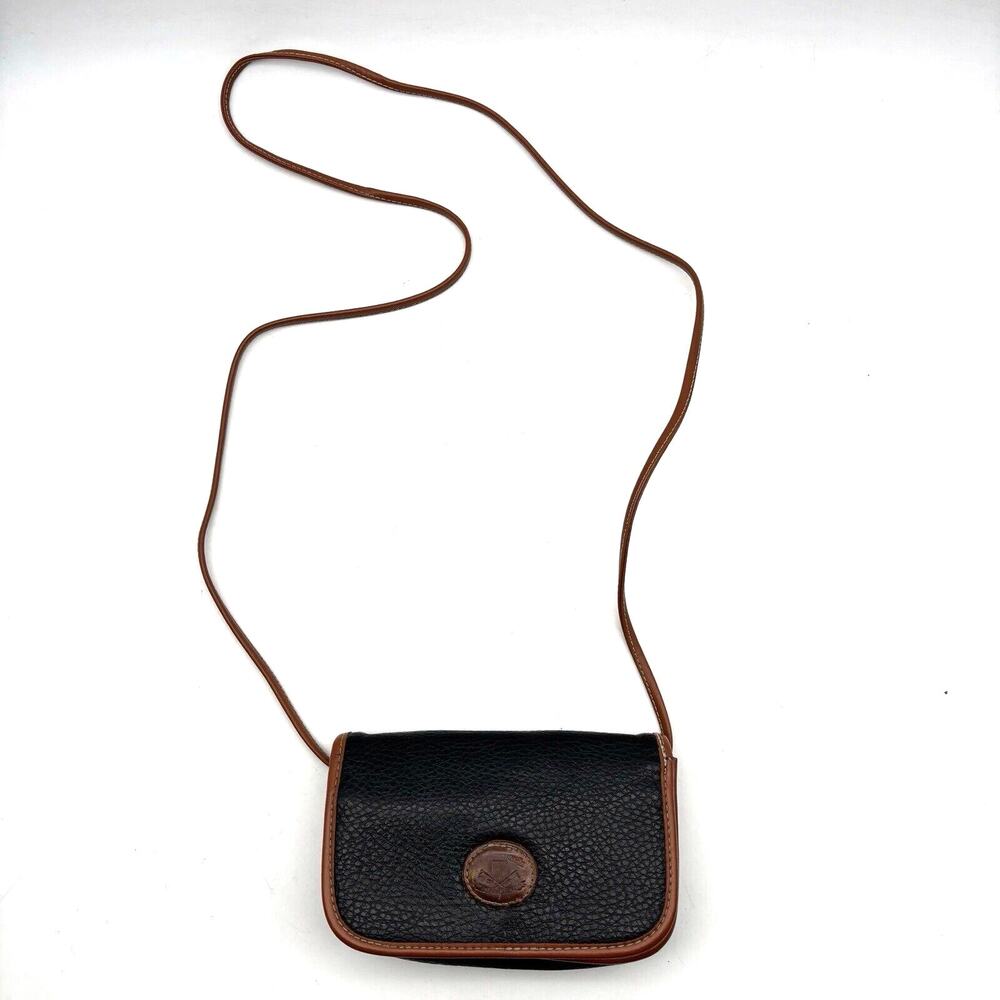 90s Michael Stevens International Black Faux Pebbled Leather Mini Crossbody Bag